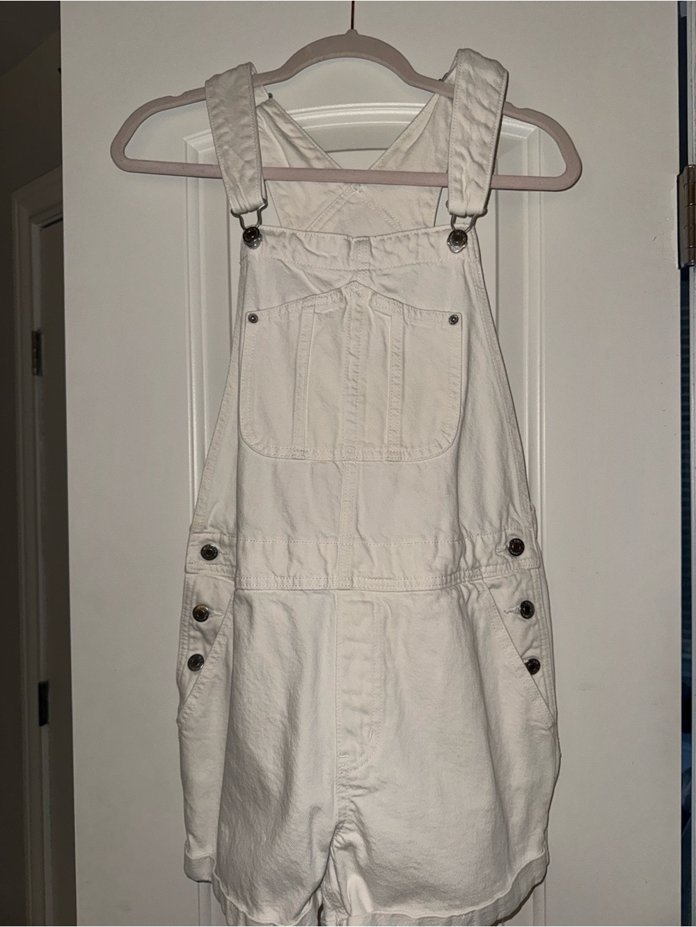 Old Navy White Denim Short Overalls